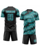 Best Pro Custom Aqua Aqua-Black Sublimation Soccer Uniform Jersey Best Pro Custom Aqua Aqua-Black Sublimation Soccer Uniform Jersey