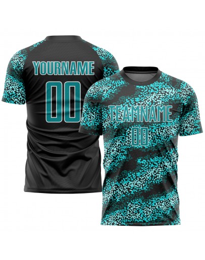 Best Pro Custom Aqua Aqua-Black Sublimation Soccer Uniform Jersey Best Pro Custom Aqua Aqua-Black Sublimation Soccer Uniform Jersey