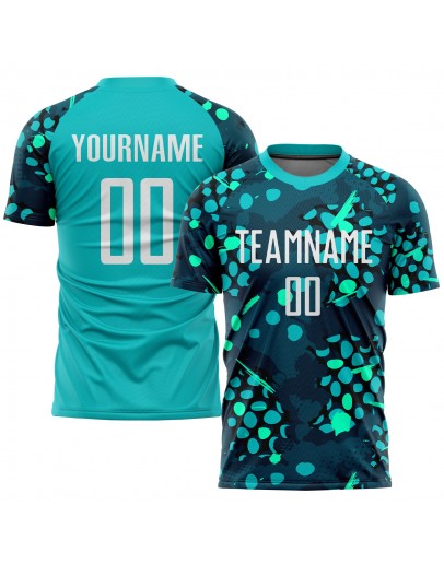 Best Pro Custom Aqua White-Navy Sublimation Soccer Uniform Jersey Best Pro Custom Aqua White-Navy Sublimation Soccer Uniform Jersey